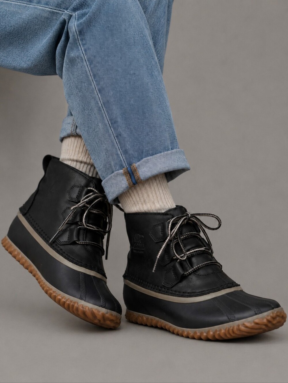Sorel Black Ankle Lace Up Waterproof Duck Boots Womens Size 9.5